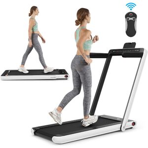 Costway 2 in 1 Folding Treadmill Electric 1-12KM/H Walking Running Machine Bluetooth in White Size: 80-100kg White 80-100kg Costway 2 in 1 Folding Treadmill Electric 1-12KM/H Walking Running Machine Bluetooth in White Size: 80-100kg White 80-100kg