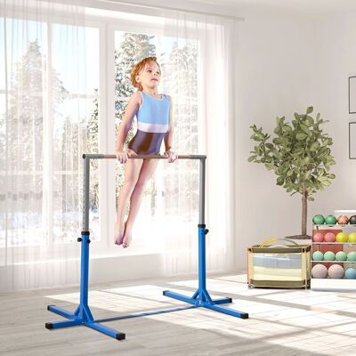 HomCom Adjustable Gymnastic Bar - Kids, Blue - Gymnastic Bar HomCom Adjustable Gymnastic Bar - Kids, Blue - Gymnastic Bar