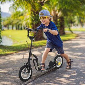 HOMCOM Kids Stunt Scooter with 12" Rubber Tyres, Adjustable Handlebar in Black Black HOMCOM Kids Stunt Scooter with 12" Rubber Tyres, Adjustable Handlebar in Black Black