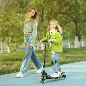 AIYAPLAY Scooter for Kids, Folding Kick Scooter w/ Adjustable Handle in Black Black AIYAPLAY Scooter for Kids, Folding Kick Scooter w/ Adjustable Handle in Black Black