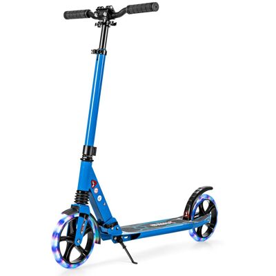 Costway Folding Kick Scooter 2 Flash LED Light-Up Wheels Scooter T-Bar Adjustable Height in Blue Blue Costway Folding Kick Scooter 2 Flash LED Light-Up Wheels Scooter T-Bar Adjustable Height in Blue Blue