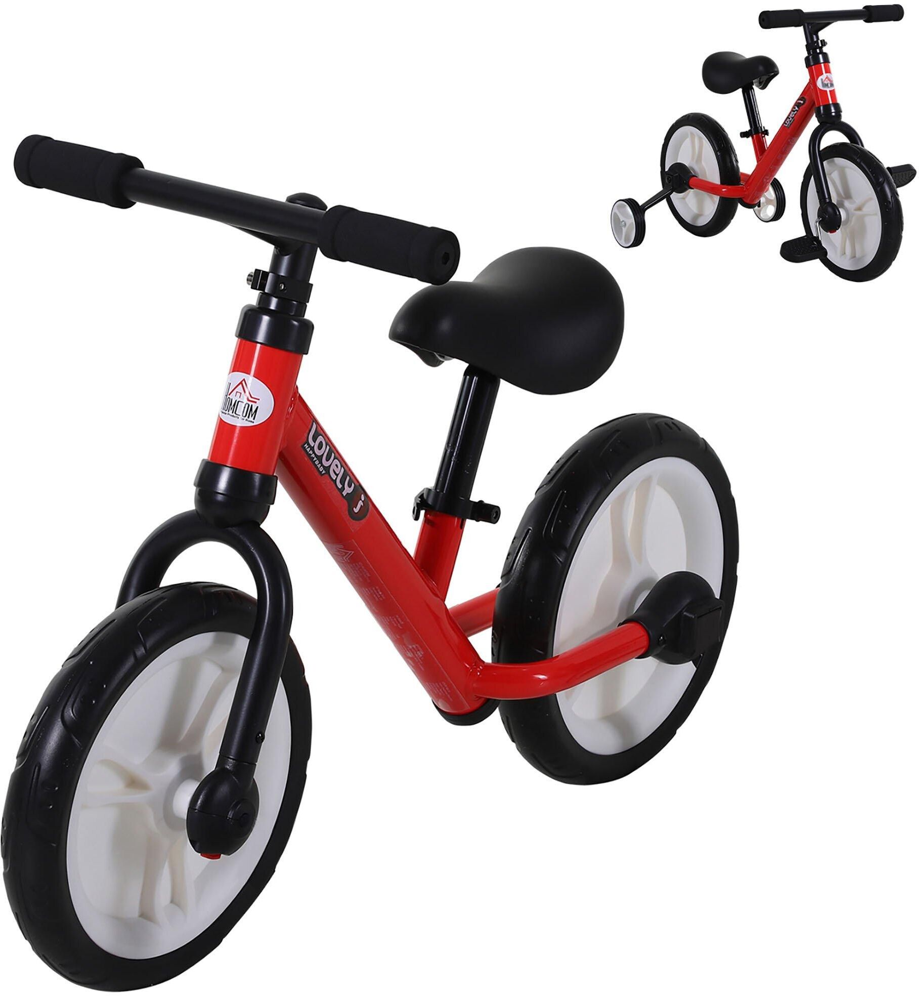 HOMCOM Kids Balance Training Bike Toy w/ Stabilizers Suitable For Child 2-5 Years