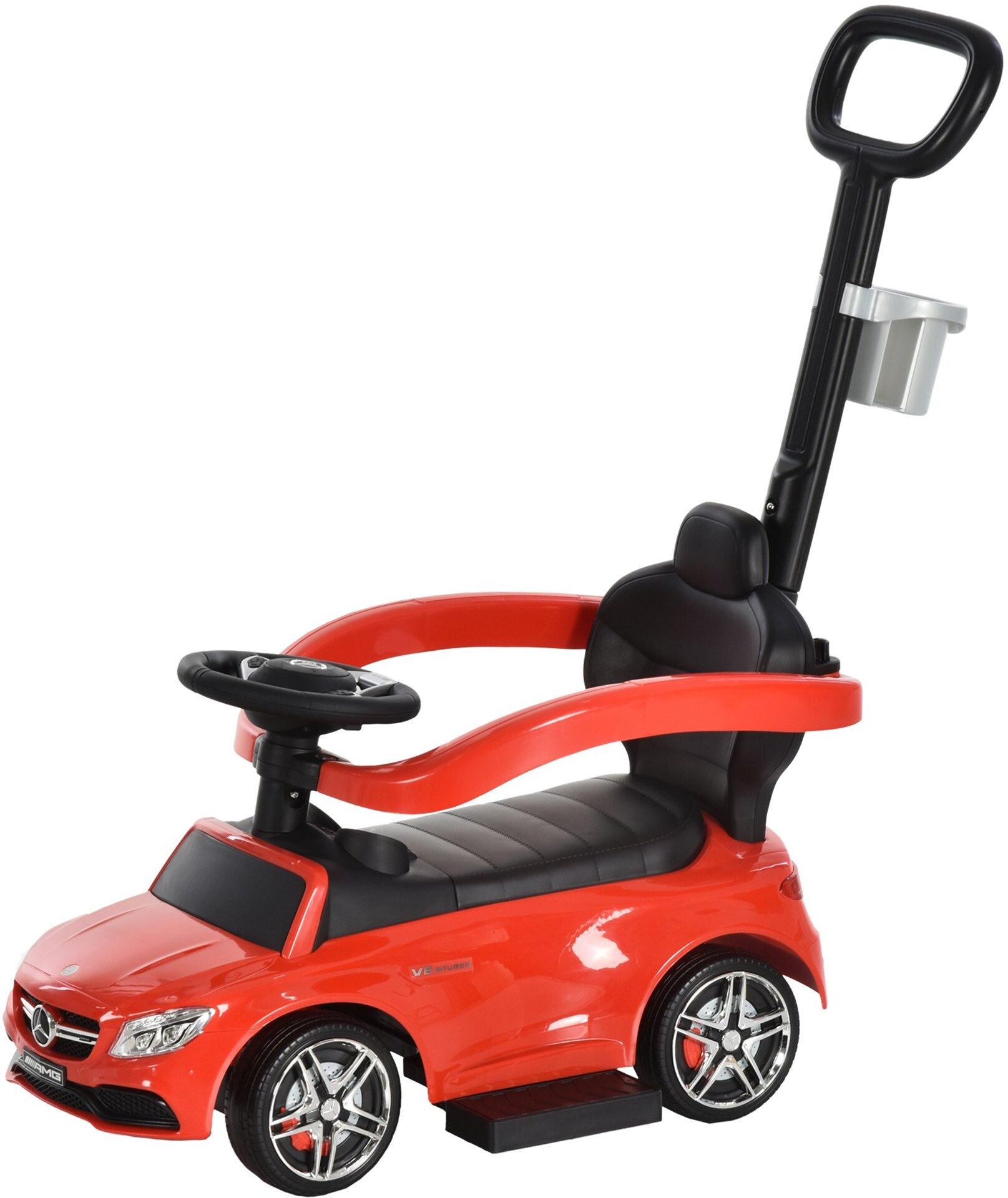 HOMCOM Mercedes-Benz Licensed Ride-On Stroller Car w/ Storage Handle Horn Handle