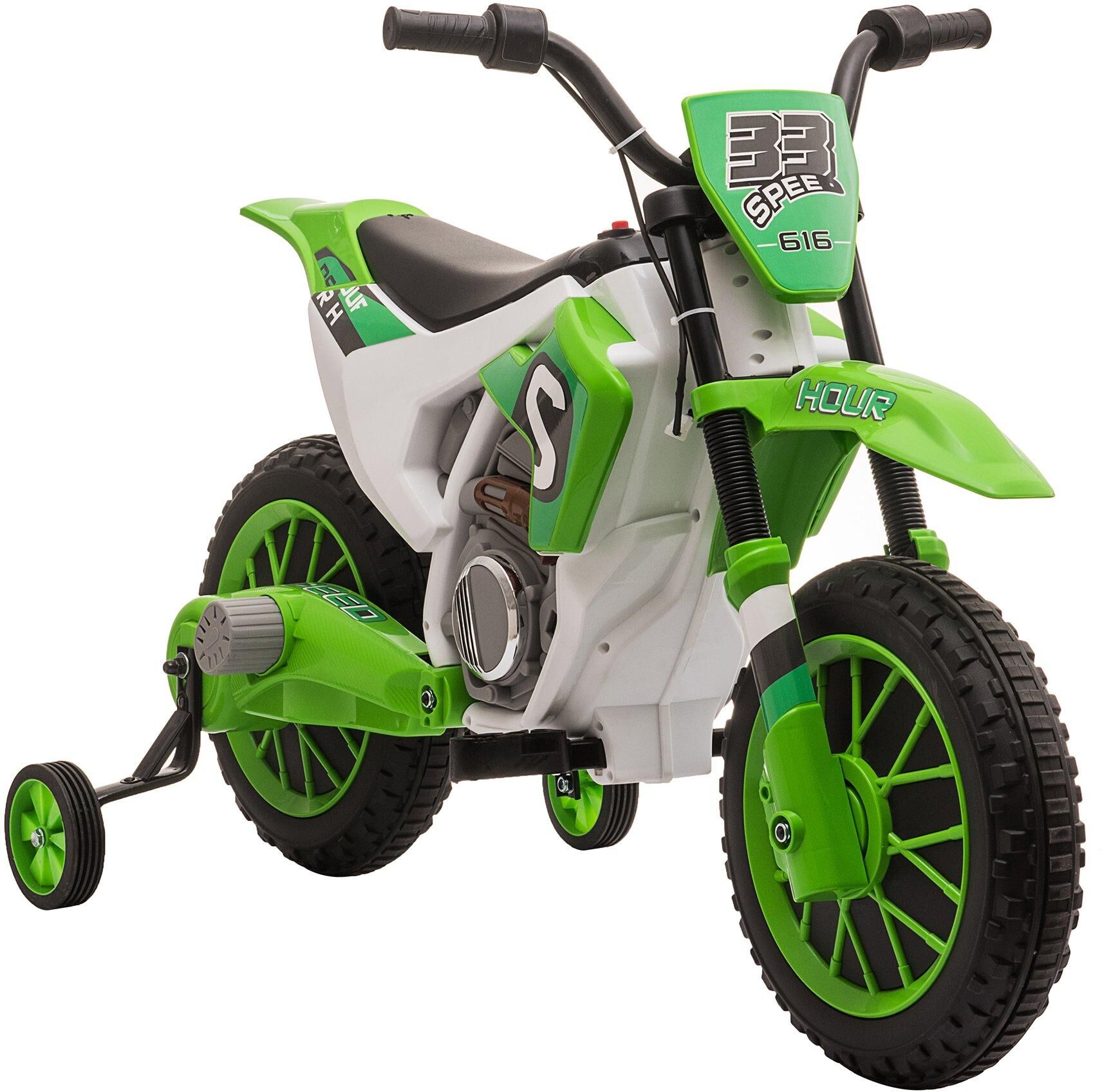 HOMCOM Kids Motorbike Electric Ride-On Toy Training Wheels, for 3-5 Years