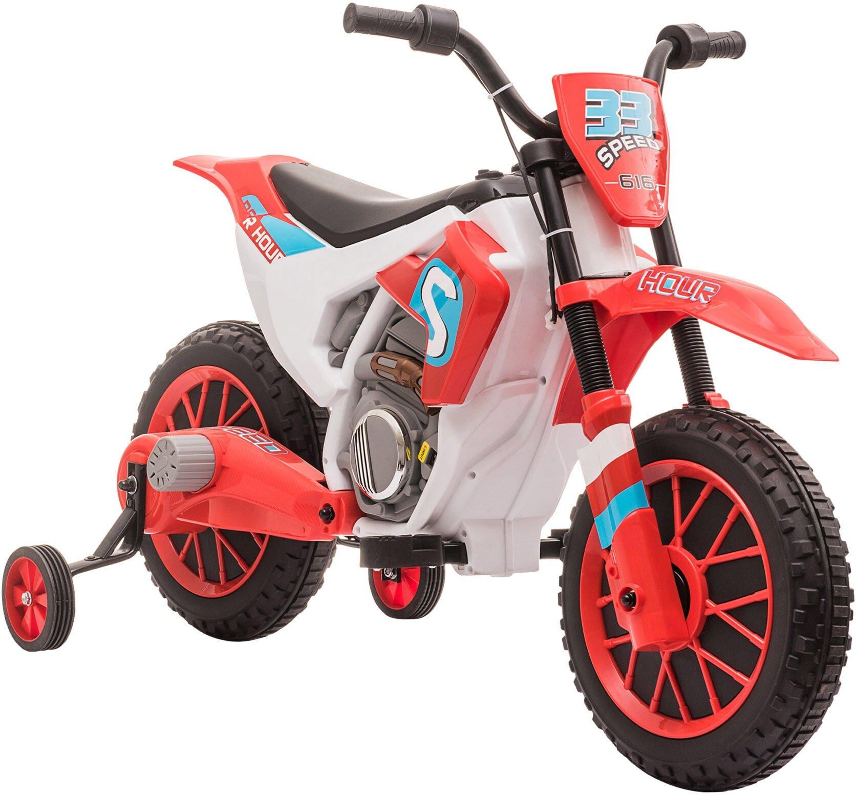 HOMCOM Kids Motorbike Electric Ride-On Toy Training Wheels, for 3-5 Years