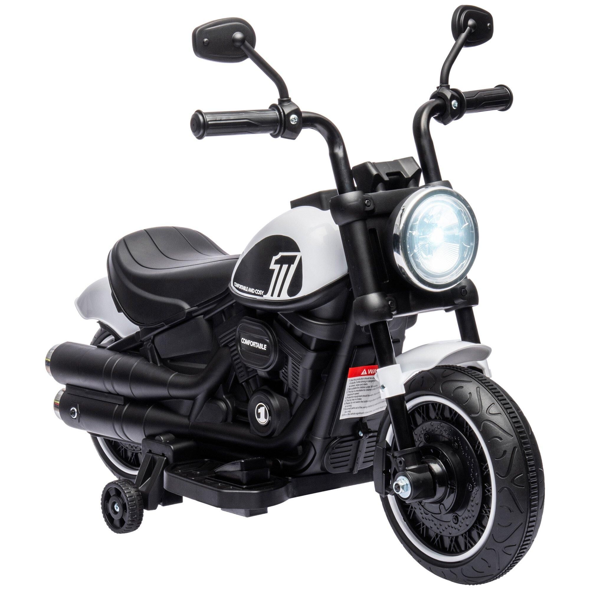 HOMCOM 6V Electric Motorbike with Wheels, One-Button Start, Headlight