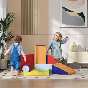 HOMCOM 7 Pcs Kids Soft Foam Puzzle Play Blocks Set Learning Toy Blue Blue HOMCOM 7 Pcs Kids Soft Foam Puzzle Play Blocks Set Learning Toy Blue Blue