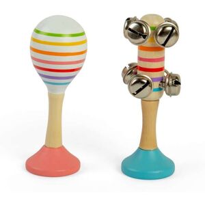 Bigjigs Toys Musical Shaker Set - 2pcs Wooden Rainbow Maraca & Bell Stick Multicolor Bigjigs Toys Musical Shaker Set - 2pcs Wooden Rainbow Maraca & Bell Stick Multicolor