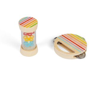 Bigjigs Toys Shake & Roll Set - 2pcs Wooden Tambourine Instrument & Rainmaker Multicolor Bigjigs Toys Shake & Roll Set - 2pcs Wooden Tambourine Instrument & Rainmaker Multicolor