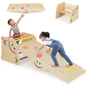 Costway Indoor Kids Climbing Toys Wooden Climber Set w/ Reversible Ramp Multicolor Costway Indoor Kids Climbing Toys Wooden Climber Set w/ Reversible Ramp Multicolor