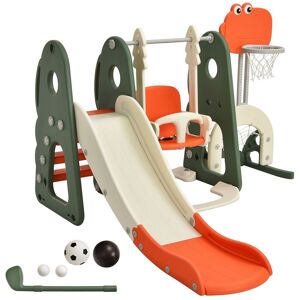 Costway Toddler Slide & Swing Set 6 in 1 Kids Climber Basketball Football Golf Playset Multicolor Costway Toddler Slide & Swing Set 6 in 1 Kids Climber Basketball Football Golf Playset Multicolor