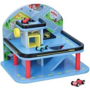 EONLION 2-Level Wooden Car Garage, Colorful City Park Playset with 2 Cars in Blue Blue EONLION 2-Level Wooden Car Garage, Colorful City Park Playset with 2 Cars in Blue Blue