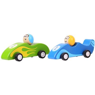 Bigjigs Toys Pull Back Racing Car (Pack of 2 - Green & Blue) Multicolor Bigjigs Toys Pull Back Racing Car (Pack of 2 - Green & Blue) Multicolor