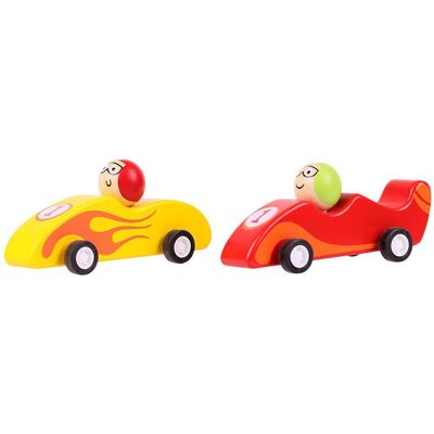 Bigjigs Toys Pull Back Racing Car (Pack of 2 - Red & Yellow) Multicolor Bigjigs Toys Pull Back Racing Car (Pack of 2 - Red & Yellow) Multicolor