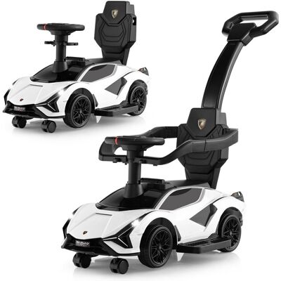 Costway 3 In 1 Ride on Push Car Licensed Lamborghini Walking Toy Car w/ Music in White White Costway 3 In 1 Ride on Push Car Licensed Lamborghini Walking Toy Car w/ Music in White White