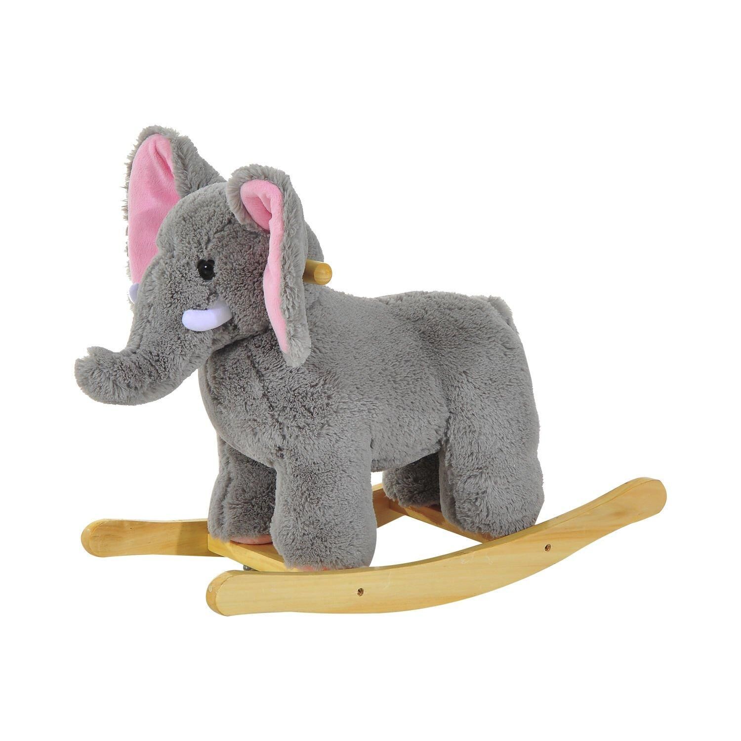 HOMCOM Baby Kids Plush Toy Rocking Horse Elephant Sheep Style Ride on Rocker