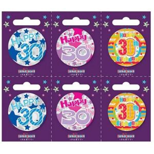 Kaleidoscope Assorted Designs 30th Birthday Badge (Pack of 6) Multicolor Kaleidoscope Assorted Designs 30th Birthday Badge (Pack of 6) Multicolor