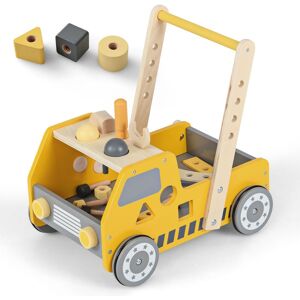 Gymax 2-in-1 Wooden Push Walker Kids Playset With Adjustable Speed & Storage in Yellow Yellow Gymax 2-in-1 Wooden Push Walker Kids Playset With Adjustable Speed & Storage in Yellow Yellow