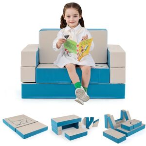 Gymax 4-In-1 Kid Sofa Bed Convertible Upholstered Foam Playset Climb & Crawl in Blue Blue Gymax 4-In-1 Kid Sofa Bed Convertible Upholstered Foam Playset Climb & Crawl in Blue Blue