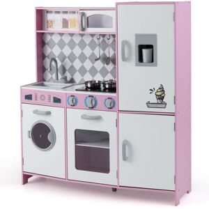 Costway Pretend Play Kitchen Kids Wooden Toy Set Kitchen Accessory Playset in Pink Pink Costway Pretend Play Kitchen Kids Wooden Toy Set Kitchen Accessory Playset in Pink Pink