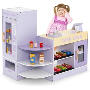 Costway Pretend Grocery Store Wooden Supermarket Playset 13pcs accessories in Purple Purple Costway Pretend Grocery Store Wooden Supermarket Playset 13pcs accessories in Purple Purple