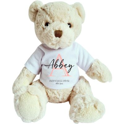 Aye Do Gifts Women's Personalised Teddy Bear with Pink Initial Shirt in Baby Pink Baby Pink Aye Do Gifts Women's Personalised Teddy Bear with Pink Initial Shirt in Baby Pink Baby Pink