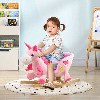 HOMCOM - Rocking Horse Unicorn - Pink - Plush - Ride-on Toy HOMCOM - Rocking Horse Unicorn - Pink - Plush - Ride-on Toy