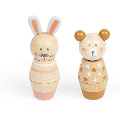 Bigjigs Toys Twist & Match Animals (Bear & Bunny) - 2pcs Retro Wooden Animal Toy Multicolor Bigjigs Toys Twist & Match Animals (Bear & Bunny) - 2pcs Retro Wooden Animal Toy Multicolor