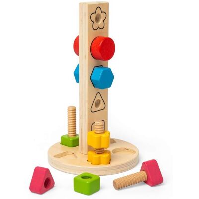 Bigjigs Wooden Nuts and Bolts Tower - 11 pcs Construction Toy Bigjigs Wooden Nuts and Bolts Tower - 11 pcs Construction Toy