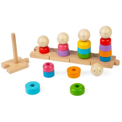 Bigjigs Wooden Rainbow Family Stacking Toy - Educational, 25pcs Bigjigs Wooden Rainbow Family Stacking Toy - Educational, 25pcs