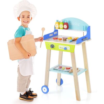 Gymax Pretend Barbecue Grill Play Set Toy BBQ Grill Set With Wooden Grilling Tools Multicolor Gymax Pretend Barbecue Grill Play Set Toy BBQ Grill Set With Wooden Grilling Tools Multicolor