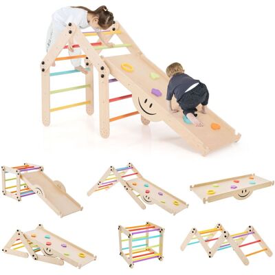 Costway Kids Indoor Montessori Climbing Set Toddlers Foldable Wooden Climber Toys in Natural Natural Costway Kids Indoor Montessori Climbing Set Toddlers Foldable Wooden Climber Toys in Natural Natural