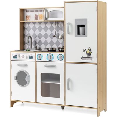Costway Pretend Play Kitchen Kids Wooden Toy Set Kitchen Accessory Playset in Natural Natural Costway Pretend Play Kitchen Kids Wooden Toy Set Kitchen Accessory Playset in Natural Natural