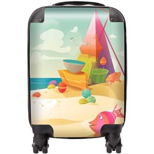 Warren Reed - Designer Fish On A Beach Holiday Suitcase in Yellow Size: Cabin Yellow Cabin Warren Reed - Designer Fish On A Beach Holiday Suitcase in Yellow Size: Cabin Yellow Cabin