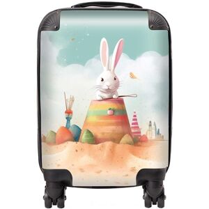 Warren Reed - Designer White Rabbit On A Beach Holiday Suitcase in Yellow Size: Large Yellow Large Warren Reed - Designer White Rabbit On A Beach Holiday Suitcase in Yellow Size: Large Yellow Large