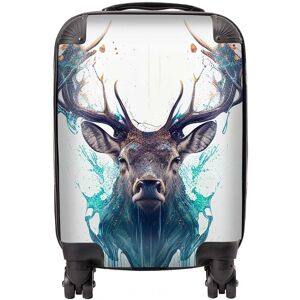 Warren Reed - Designer Stag Face Splashart Suitcase in White Size: Medium White Medium Warren Reed - Designer Stag Face Splashart Suitcase in White Size: Medium White Medium