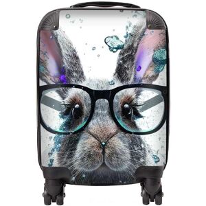 Warren Reed - Designer Rabbit With Glasses Splashart Suitcase in Grey Size: Mini Cabin Grey Mini Cabin Warren Reed - Designer Rabbit With Glasses Splashart Suitcase in Grey Size: Mini Cabin Grey Mini Cabin