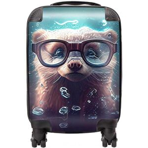 Warren Reed - Designer Ferret With Glasses Splashart Water Suitcase in Blue Size: Cabin Blue Cabin Warren Reed - Designer Ferret With Glasses Splashart Water Suitcase in Blue Size: Cabin Blue Cabin