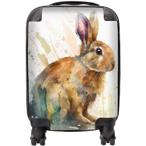 Warren Reed - Designer Rabbit Splash Watercolour Suitcase in Brown Size: Mini Cabin Brown Mini Cabin Warren Reed - Designer Rabbit Splash Watercolour Suitcase in Brown Size: Mini Cabin Brown Mini Cabin