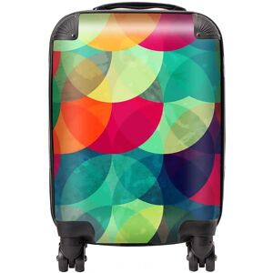 Warren Reed - Designer Colourful Grunge Circle Pattern Suitcase in Red Size: Cabin Red Cabin Warren Reed - Designer Colourful Grunge Circle Pattern Suitcase in Red Size: Cabin Red Cabin