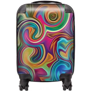 Warren Reed - Designer Colourful Wave Pattern Suitcase in Red Size: Mini Cabin Red Mini Cabin Warren Reed - Designer Colourful Wave Pattern Suitcase in Red Size: Mini Cabin Red Mini Cabin