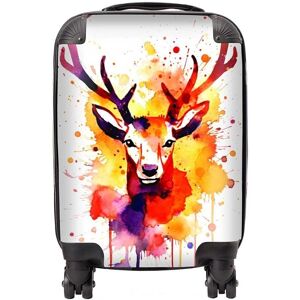 Warren Reed - Designer Watercolour Stag Face Suitcase in Orange Size: Small Orange Small Warren Reed - Designer Watercolour Stag Face Suitcase in Orange Size: Small Orange Small