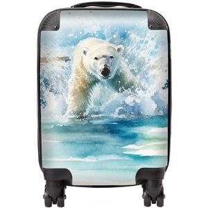 Warren Reed - Designer Hunting Polar Bear Watercolour Suitcase in Brown Size: Small Brown Small Warren Reed - Designer Hunting Polar Bear Watercolour Suitcase in Brown Size: Small Brown Small