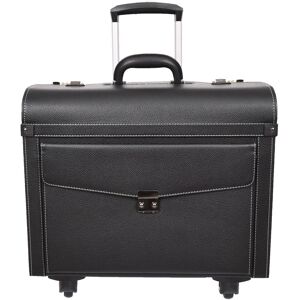 House of Leather Four Wheeled Pilot Case Faux Leather Lightweight Cabin Bag Commander Black Size: Small Black Small House of Leather Four Wheeled Pilot Case Faux Leather Lightweight Cabin Bag Commander Black Size: Small Black Small