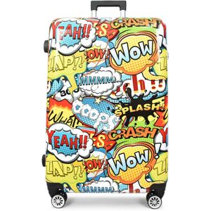 House of Leather Four Wheel Suitcase Hard Shell Lightweight Luggage Comic Print Cabin Size: Small Multicolor Small House of Leather Four Wheel Suitcase Hard Shell Lightweight Luggage Comic Print Cabin Size: Small Multicolor Small