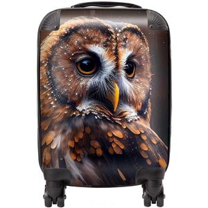 Warren Reed - Designer Tawny Owl Face Splashart Dark Background Suitcase in Brown Size: Mini Cabin Brown Mini Cabin Warren Reed - Designer Tawny Owl Face Splashart Dark Background Suitcase in Brown Size: Mini Cabin Brown Mini Cabin