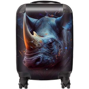 Warren Reed - Designer Rhino Face Splashart Suitcase in Grey Size: Cabin Grey Cabin Warren Reed - Designer Rhino Face Splashart Suitcase in Grey Size: Cabin Grey Cabin