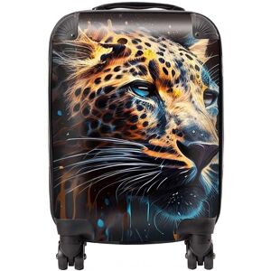 Warren Reed - Designer Leapoard Face Splashart On Dark Background Suitcase in Yellow Size: Mini Cabin Yellow Mini Cabin Warren Reed - Designer Leapoard Face Splashart On Dark Background Suitcase in Yellow Size: Mini Cabin Yellow Mini Cabin