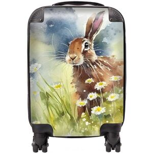 Warren Reed - Designer Hare & Daisies Watercolour Suitcase in Brown Size: Cabin Brown Cabin Warren Reed - Designer Hare & Daisies Watercolour Suitcase in Brown Size: Cabin Brown Cabin