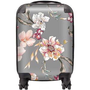 Warren Reed - Designer Peony, Lily, Tulip, Daisy Colorful Suitcase in Grey Size: Mini Cabin Grey Mini Cabin Warren Reed - Designer Peony, Lily, Tulip, Daisy Colorful Suitcase in Grey Size: Mini Cabin Grey Mini Cabin